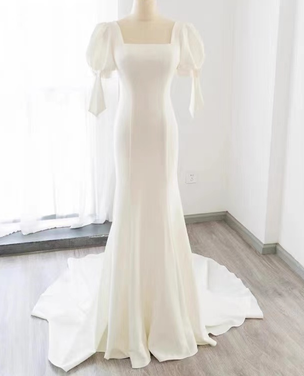 Light Wedding Dress, Style, Satin Mermaid Dress, Elegant Bodycon Dress,custom Made