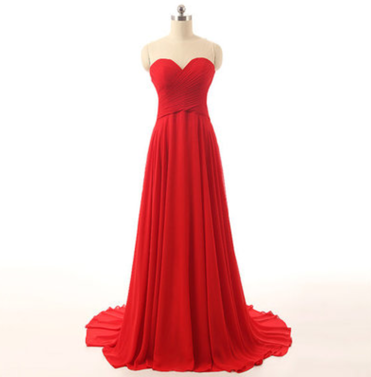Custom Design Red Prom Dress, O-neck Prom Dress,simple Prom Dress,chiffon Evening Dress