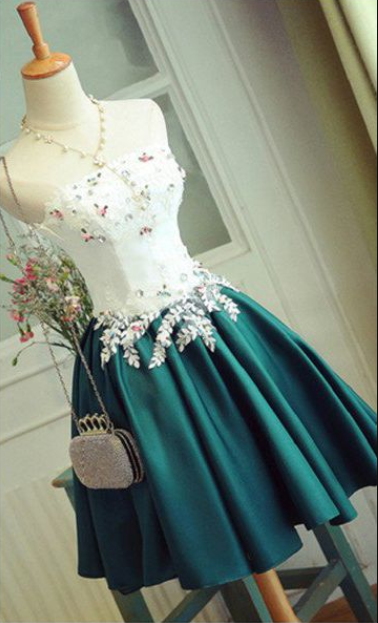 Charming Prom Dress,strapless Prom Gown,short Homecoming Dress,elegant Graduation Dress,party Gown