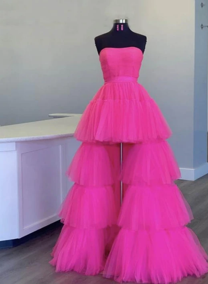 Prom Dresses A Line Tulle High Low Prom Dress Evening Dress