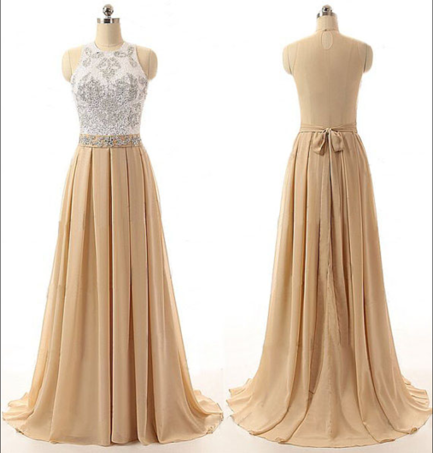 Long Prom Dress, Popular Prom Dress, Modest Prom Dress, Champagne Prom Dress, Elegant Prom Dress, Formal Prom Dress, Evening Dress,