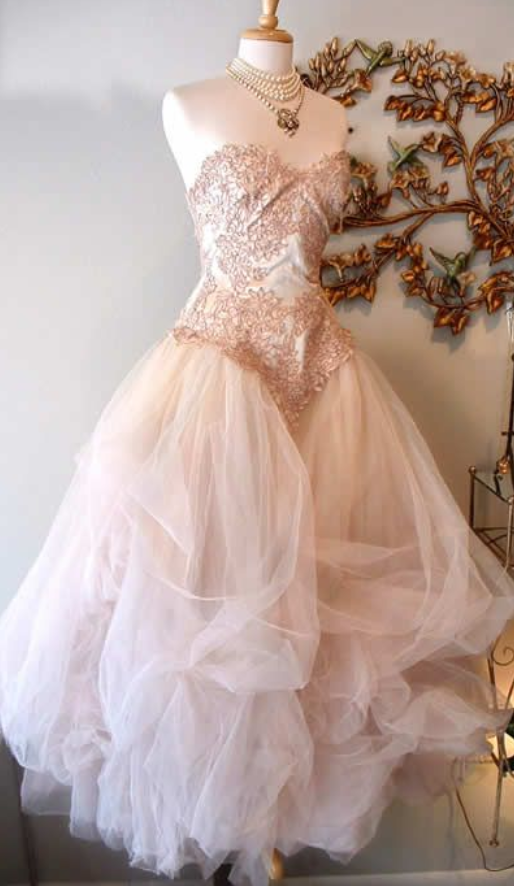 Newest Appliques Tulle Prom Dresses, The Charming Evening Dresses, Prom Dresses,sweetheart Real Made Prom Dresses