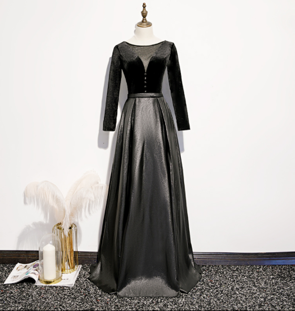 Black Dress Banquet Long Slim Dress For Women