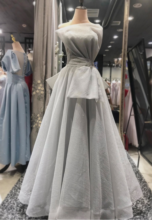 Simple Atmosphere, Fashionable Strapless, Pompous Skirts, Bows, Bridal Toast, Slim Evening Dress
