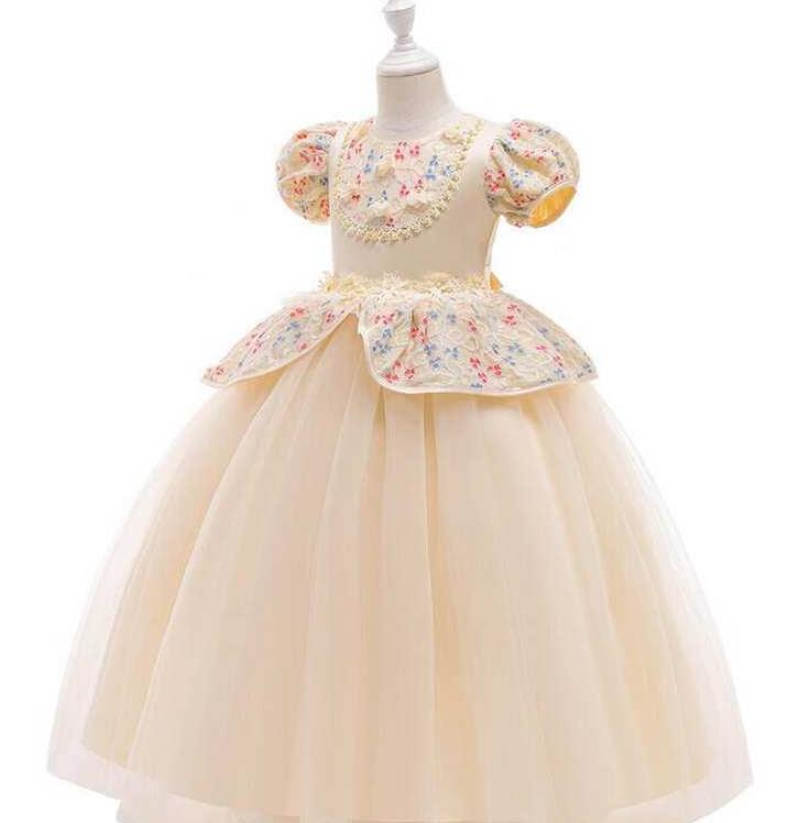 Children's Princess Dress Fluffy Girls' Evening Dress Short Sleeve Children's Wedding Dress