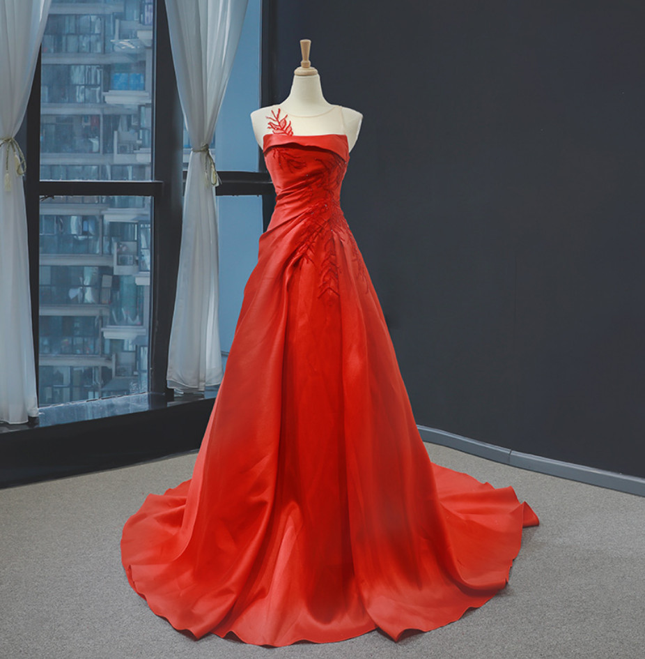 Prom Dresses Tube Top Dress 2022 Fashion Trailing Queen Aura Satin Pleated Dress Skirt Prom Dress