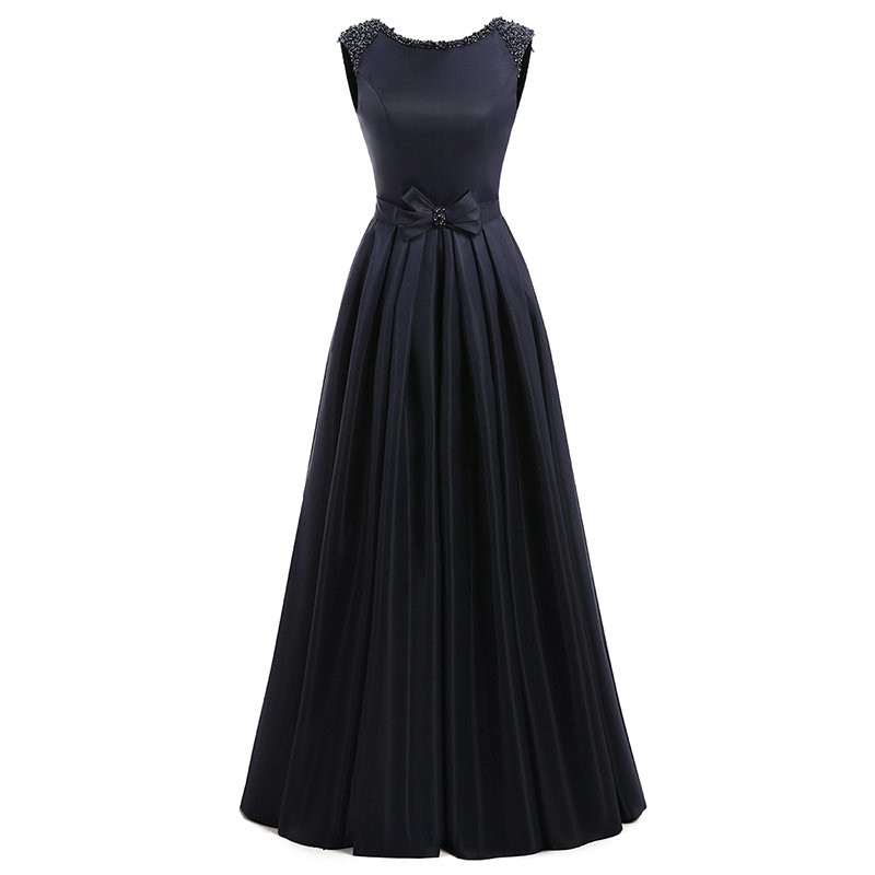 Prom Dresses Satin Prom Dressesfashion A-line Floor Length Beaded Formal Women Party Dress