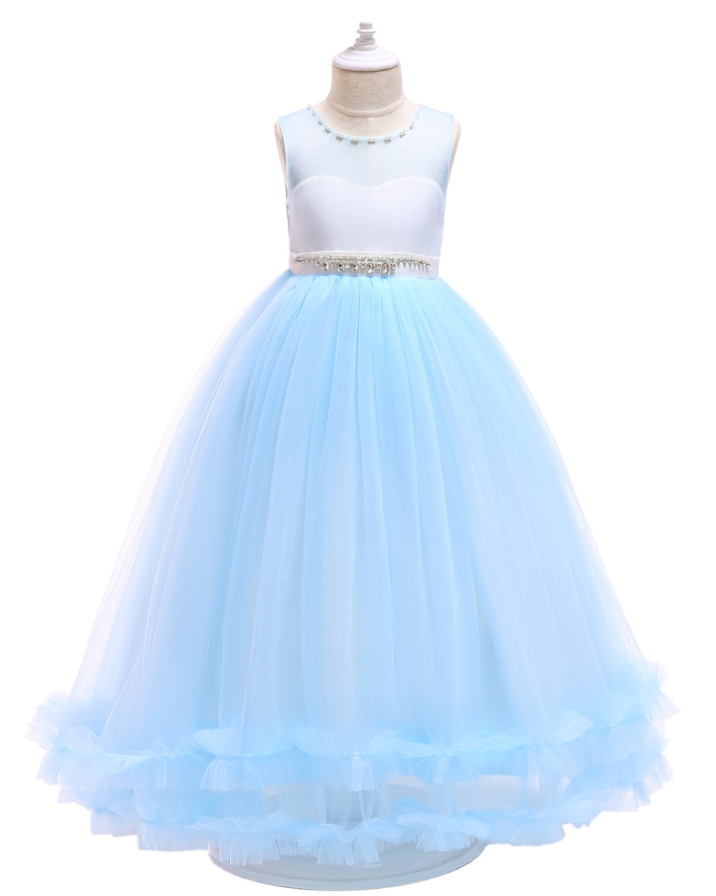 Flower Girl Dresses, Bow Mesh Princess Dress Long Dress Girl Flower