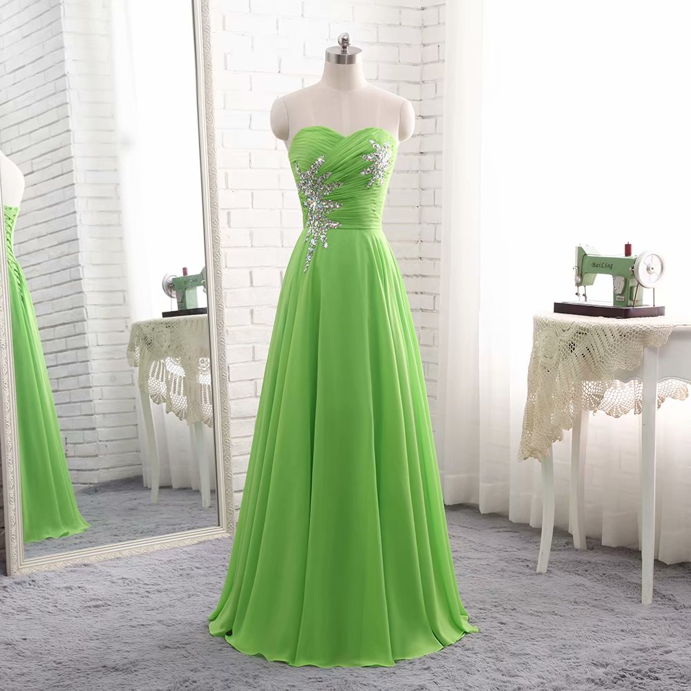 cherlone green dress Corrine Embellished Chiffon Dress in Diana Embellishment Forest Green