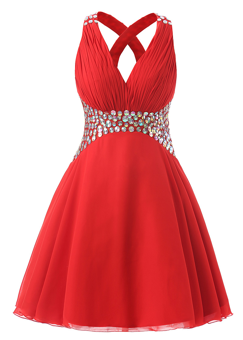 One Shoulder Red Homecoming Dresses,Short Beaded Cross Back Cocktail Dressses, Unique Short Prom Dresses One Shoulder Red Homecoming Dresses,Short Beaded Cross Back Cocktail Dressses, Unique Short Prom Dresses
