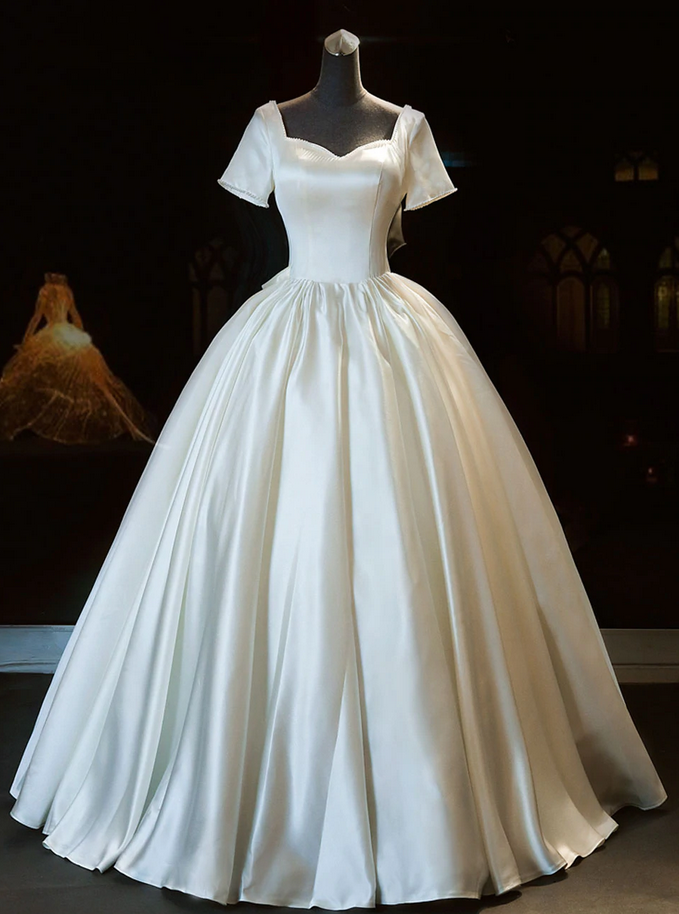 Timeless Ball Gown Sweetheart Satin Sequin Long Wedding Dresses C4288 main image 1