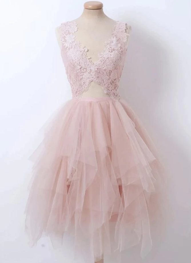 Prom Dresses,v Neck Lace Short Prom Dress Party Dress