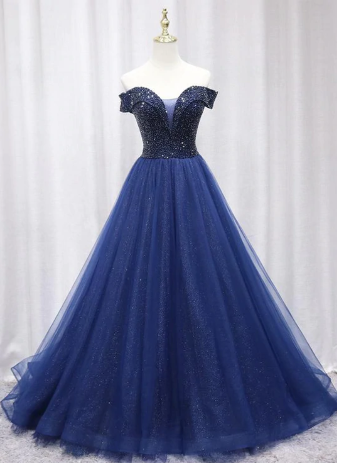 Prom Dresses,tulle Beaded Long Prom Gown Formal Dress