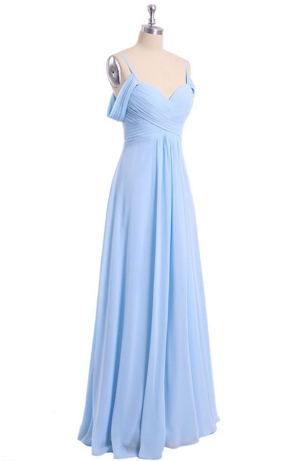 Prom Dresses,Off Shoulder Spaghetti Strap Chiffon Dresses, Floor Length Formal Dress