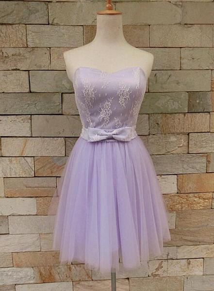 Beautiful Tulle And Lace Cute Party Dress, Sweetheart Party Dress With Bow