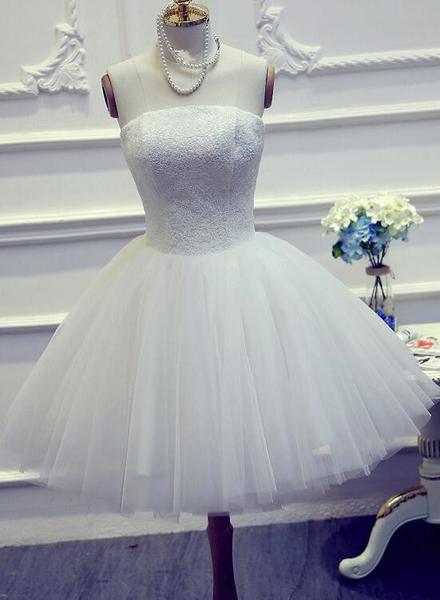 Cute White Short Graduation Dress, Short Tulle Ball Party Dress, Short  Wedding Dress on Luulla