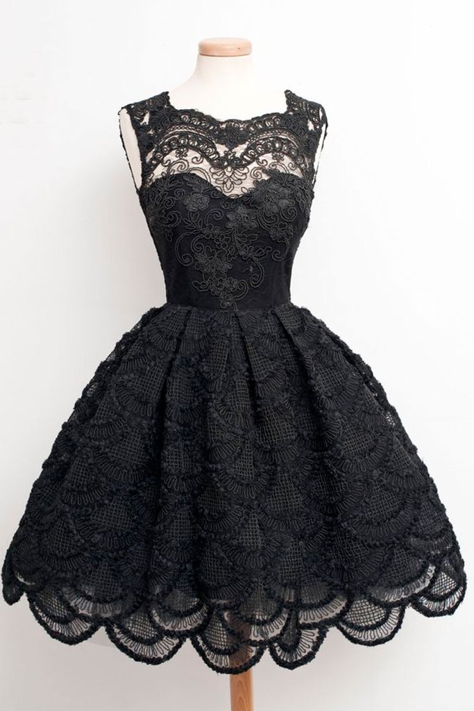 Black Lace Short Prom Dress, Black Homecoming Dress, Bridesmaid Dress on  Luulla