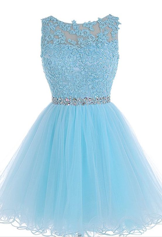 Sleeveless Blue Semi Formal Homecoming Party Dress