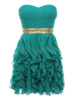 Chiffon Sweetheart Ball Gown,sexy Backless Green Short Prom Dresses Gowns, Formal Evening Dresses Gowns, Homecoming Graduation Cocktail Party
