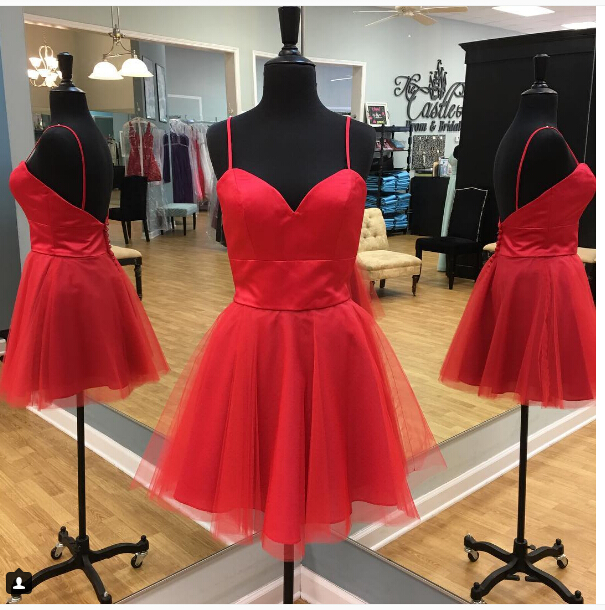 Red A Line Satin Prom Dresses, Sweetheart Short Mini Homecoming Dresses,  Party Graduation Gowns on Luulla