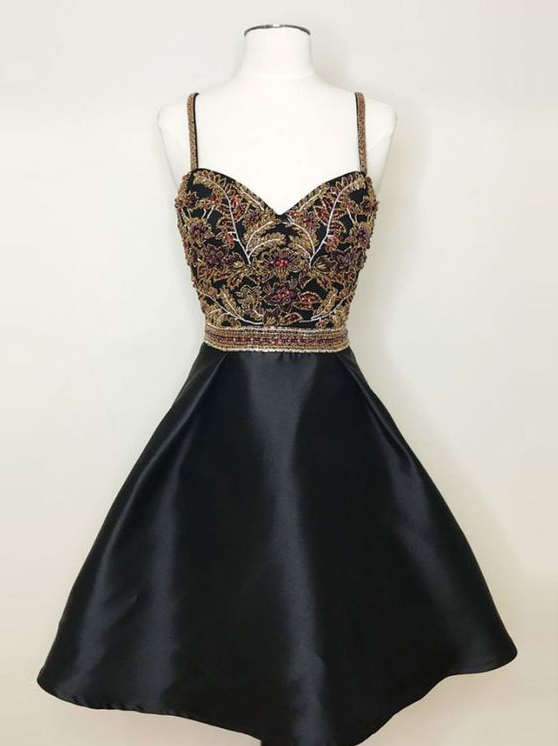 Chic A-line Spaghetti Straps Homecoming Dresses Short Prom Dress Beaded Homecoming  Dresses on Luulla