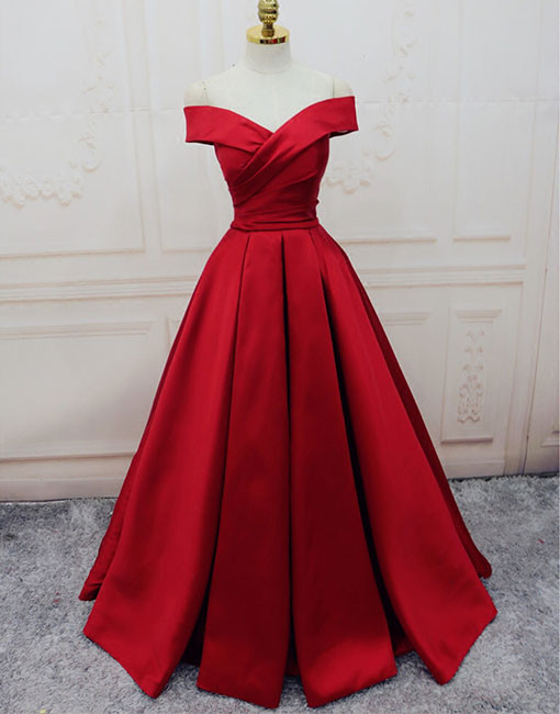 Gorgeous Red Off Shoulder Prom Dress,long Evening Dress,lace Up Prom Dress,red Ball Gowns