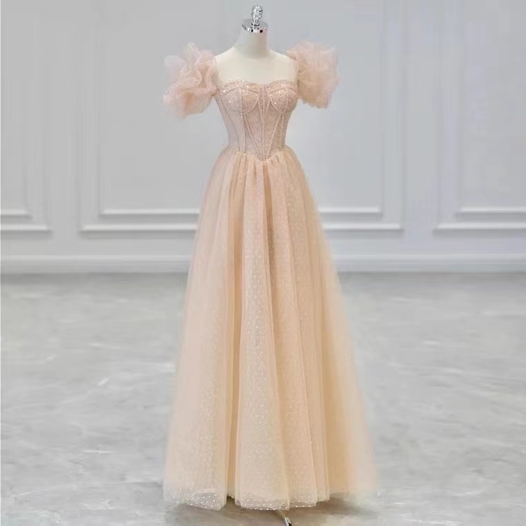 High quality evening dress, birthday fairy dress,champagne prom dress