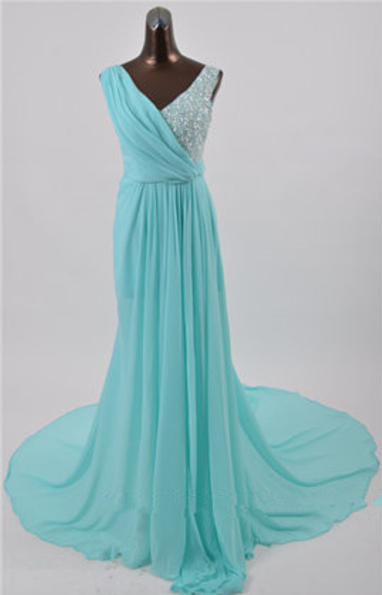 Elegant V Neck Chiffon Formal Prom Dress, Beautiful Long Prom Dress