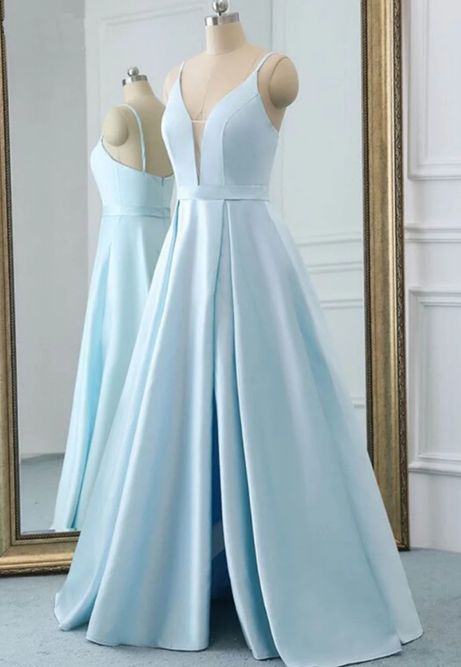 Wedding Party Long Satin A-Line Prom Dresses Special Occasion main image 0