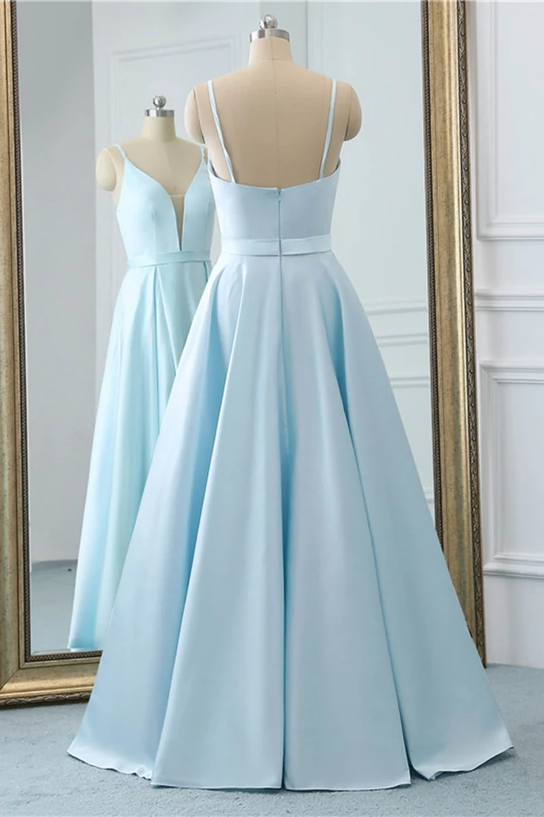 Wedding Party Long Satin A-Line Prom Dresses Special Occasion main image 1