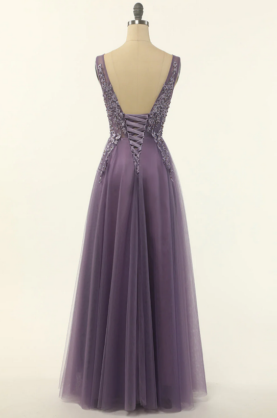 Elegant Tulle A-Line Long Formal Prom Dress