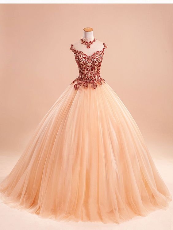Elegant Appliques Tulle Formal Prom Dress, Beautiful Prom Dress, Banquet Party Dress