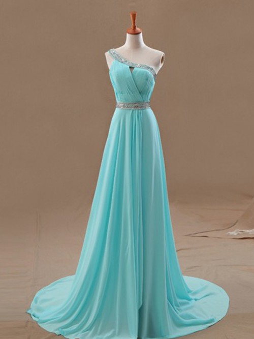 Elegant Pretty Simple One Shoulder Chiffon Formal Prom Dress, Beautiful Long Prom Dress, Banquet Party Dress