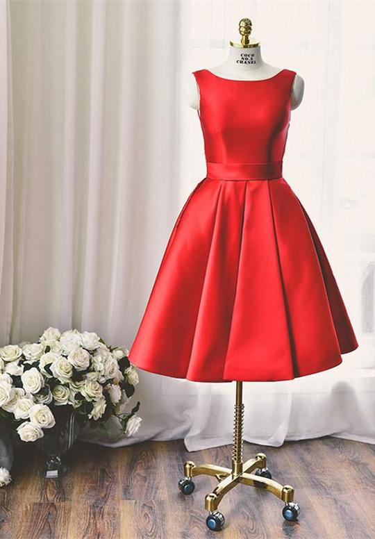 Elegant Sweetheart Sleeveless Satin Homecoming Dress, Beautiful Short Dress, Banquet Party Dress
