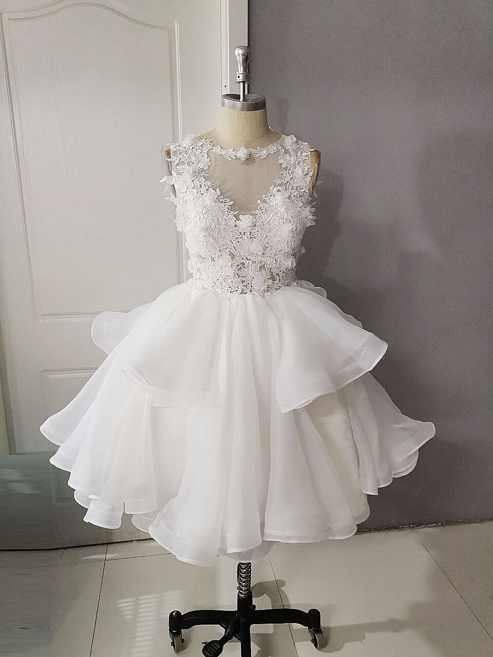 Elegant Sweetheart Round Neck Tulle Lace Homecoming Dress, Beautiful Short Dress, Banquet Party Dress