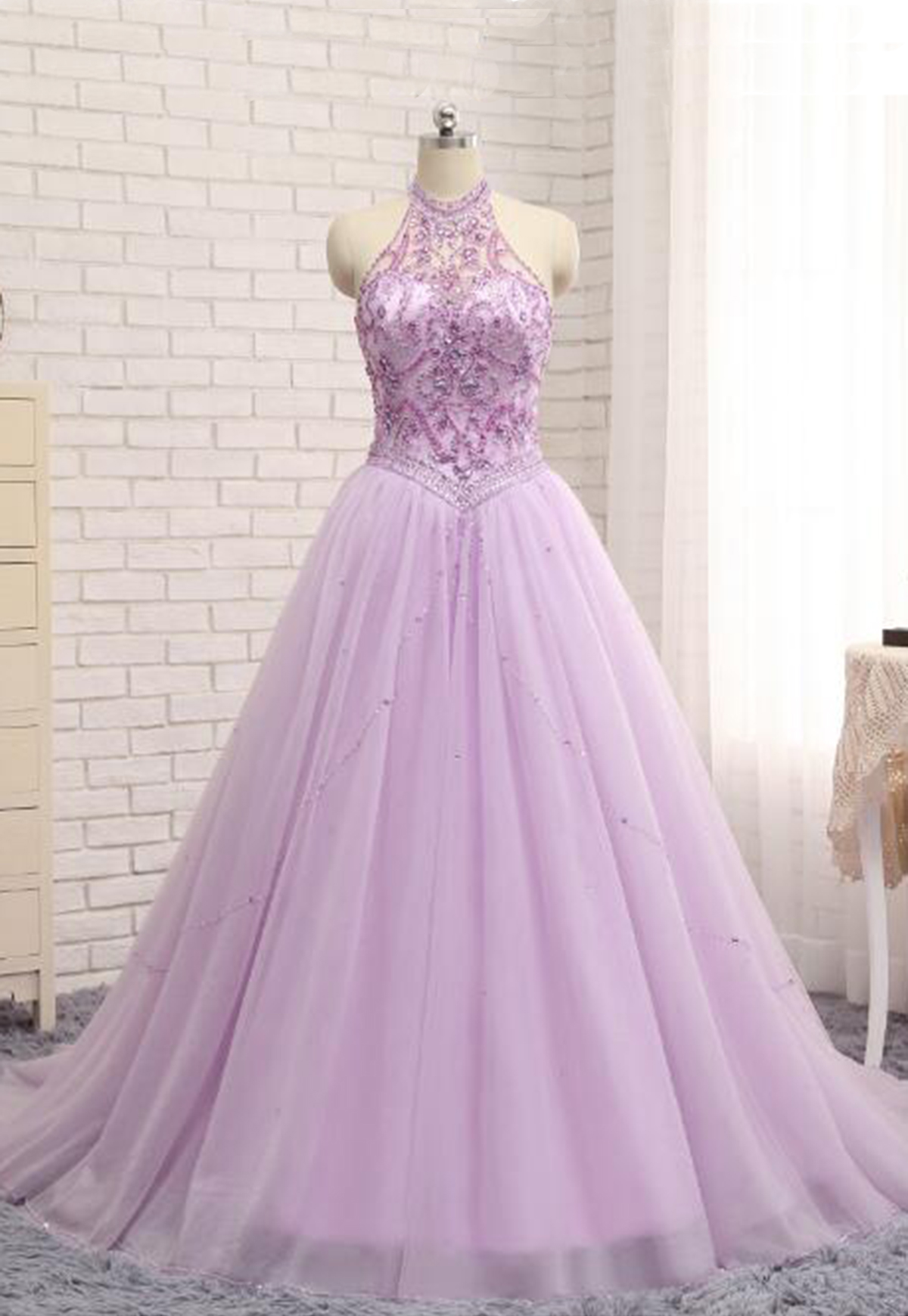 Elegant A Line Beading Tulle Formal Prom Dress, Beautiful Long Prom Dress, Banquet Party Dress