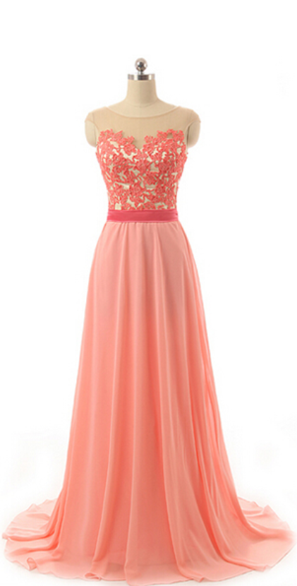 Elegant Cap Straps Lace Chiffon Formal Prom Dress, Beautiful Long Prom Dress, Banquet Party Dress