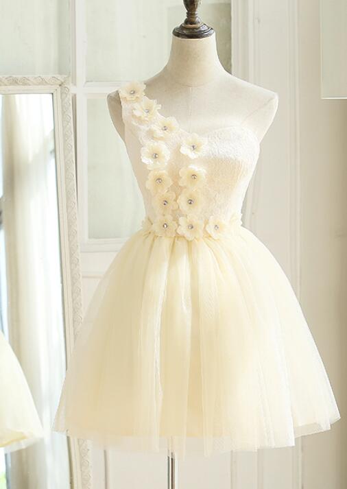 Elegant Sweetheart A-line Tulle One Shoulder Formal Prom Dress, Beautiful Prom Dress, Banquet Party Dress