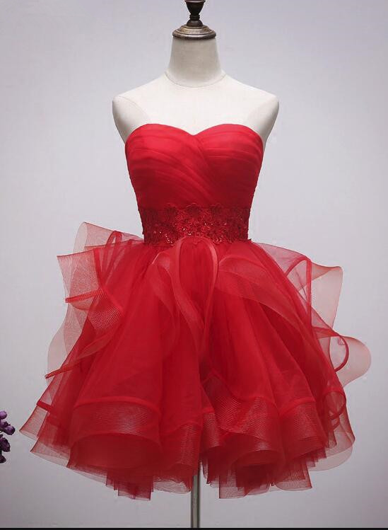 Elegant Sweetheart A-line Tulle One Shoulder Formal Homecoming Dress, Beautiful Prom Short Dress, Banquet Party Dress