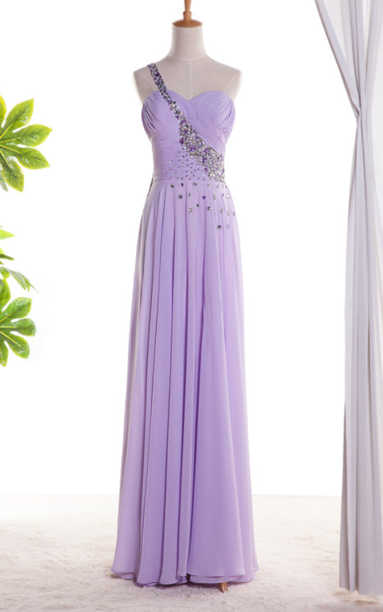 Elegant Sweetheart A-line Chiffon One Shoulder Formal Prom Long Dress, Beautiful Prom Dress, Banquet Party Dress