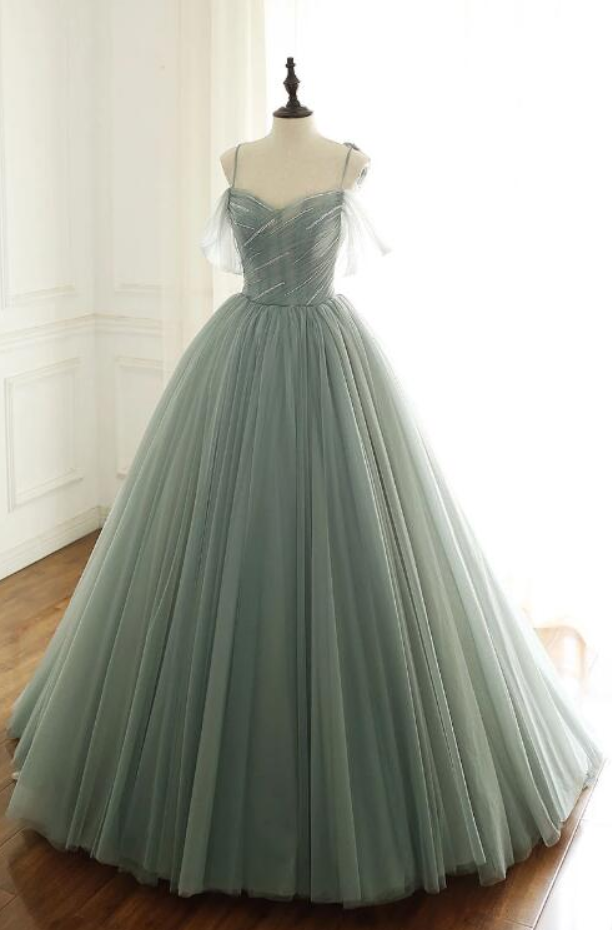 Prom Dresses, Light Green Tulle Long Prom Dress, Green Evening Dress