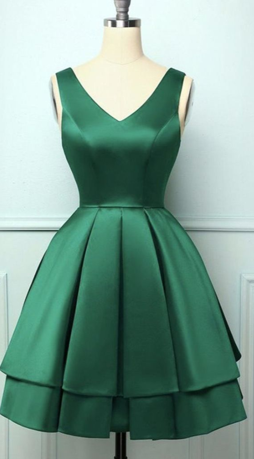 Homecoming Dresses, Layered Green Short Prom Dress, Short Green Homecoming Formal Evening Dress