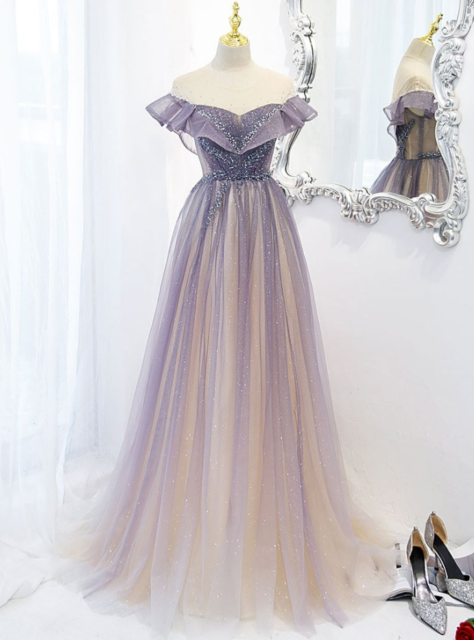 Prom Dresses,purple Tulle Long Prom Dress, Purple Evening Dress