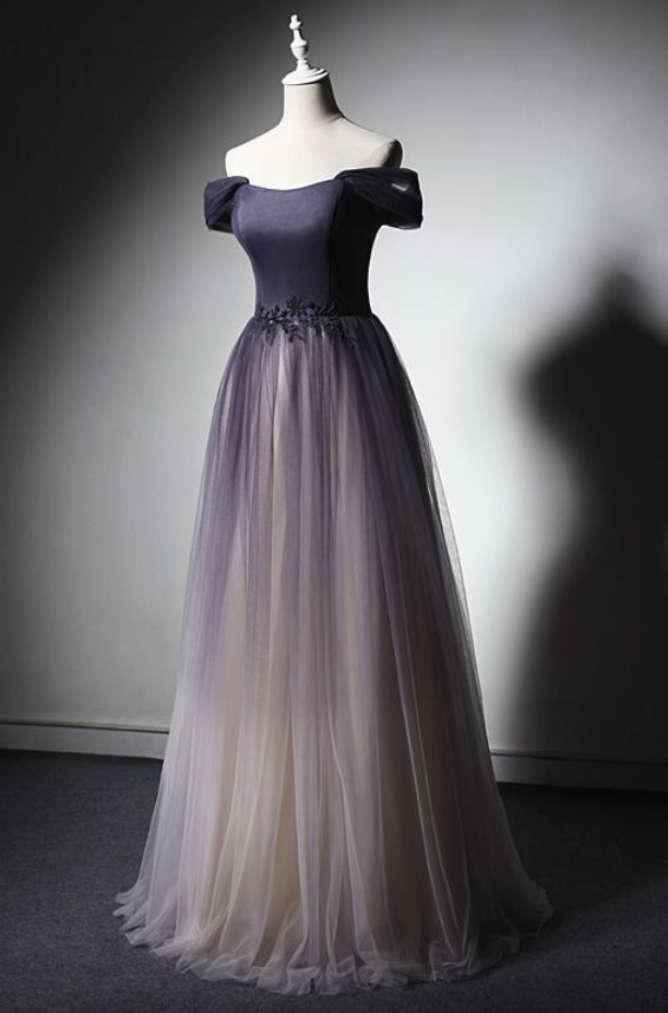 Prom Dresses, Gradient Tulle Purple Long Junior Prom Dress, Lovely Prom Gowns