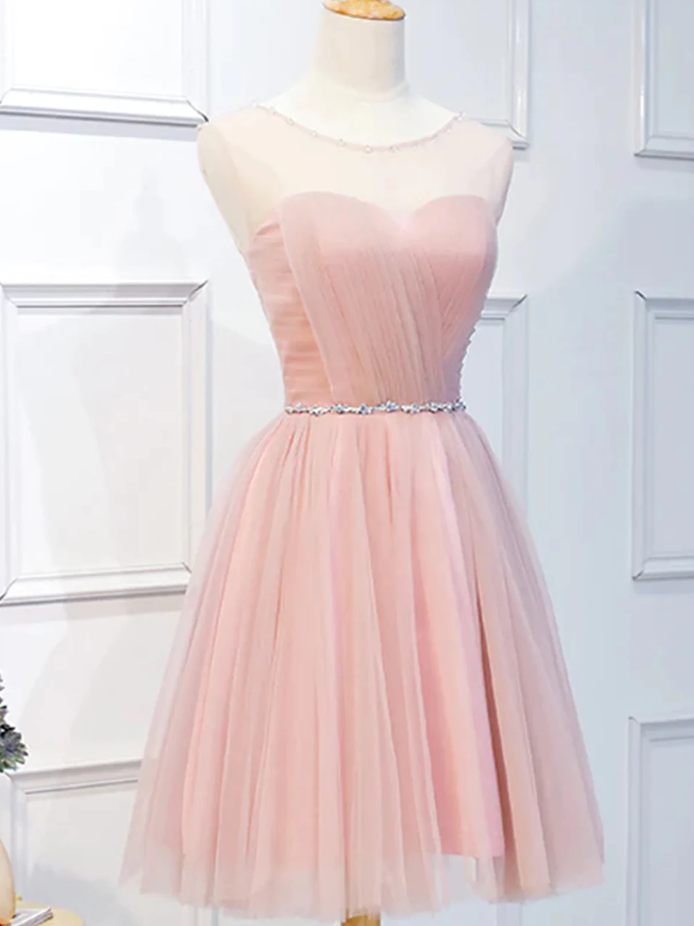 Homecoming Dresses,elegant Short Pink Tulle Prom Dresses, Short Pink Tulle Formal Homecoming Dresses