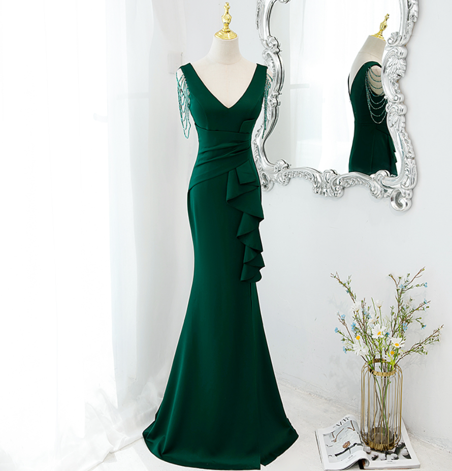 Prom Dresses,green Mermaid Long Green Long Party Dress Green Evening Gown
