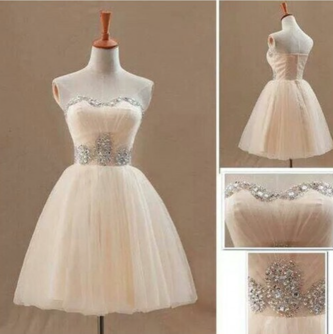 Homecoming Dresses,lovely Light Champagne Tulle Party Dresses, Short Party Dress