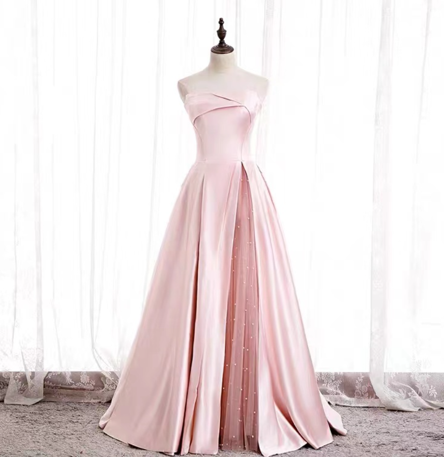 Prom Dresses, Strapless Evening Dress, Fairy Elegant Prom Dress,pink Party Dress