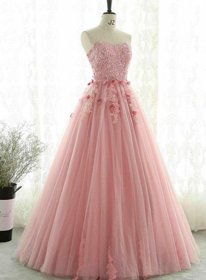 Prom Dresses,sweetheart Party Dress, Blush Pink Lace Tull Prom Dress,modest Evening Dress