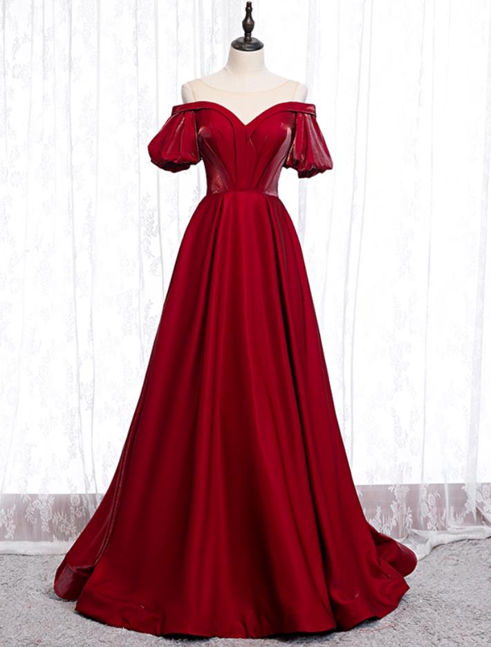 Prom Dresses,burgundy Long Prom Dress Simple Evening Dress